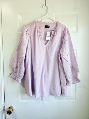 Lane Bryant Lilac Eyelet Sleeve Tunic Top 100% Cotton Plus Size 20